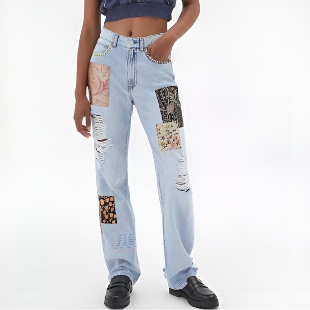 Urban Outfitters UO BDG Blue Straight Leg Jeans with Patchwork Size 29
